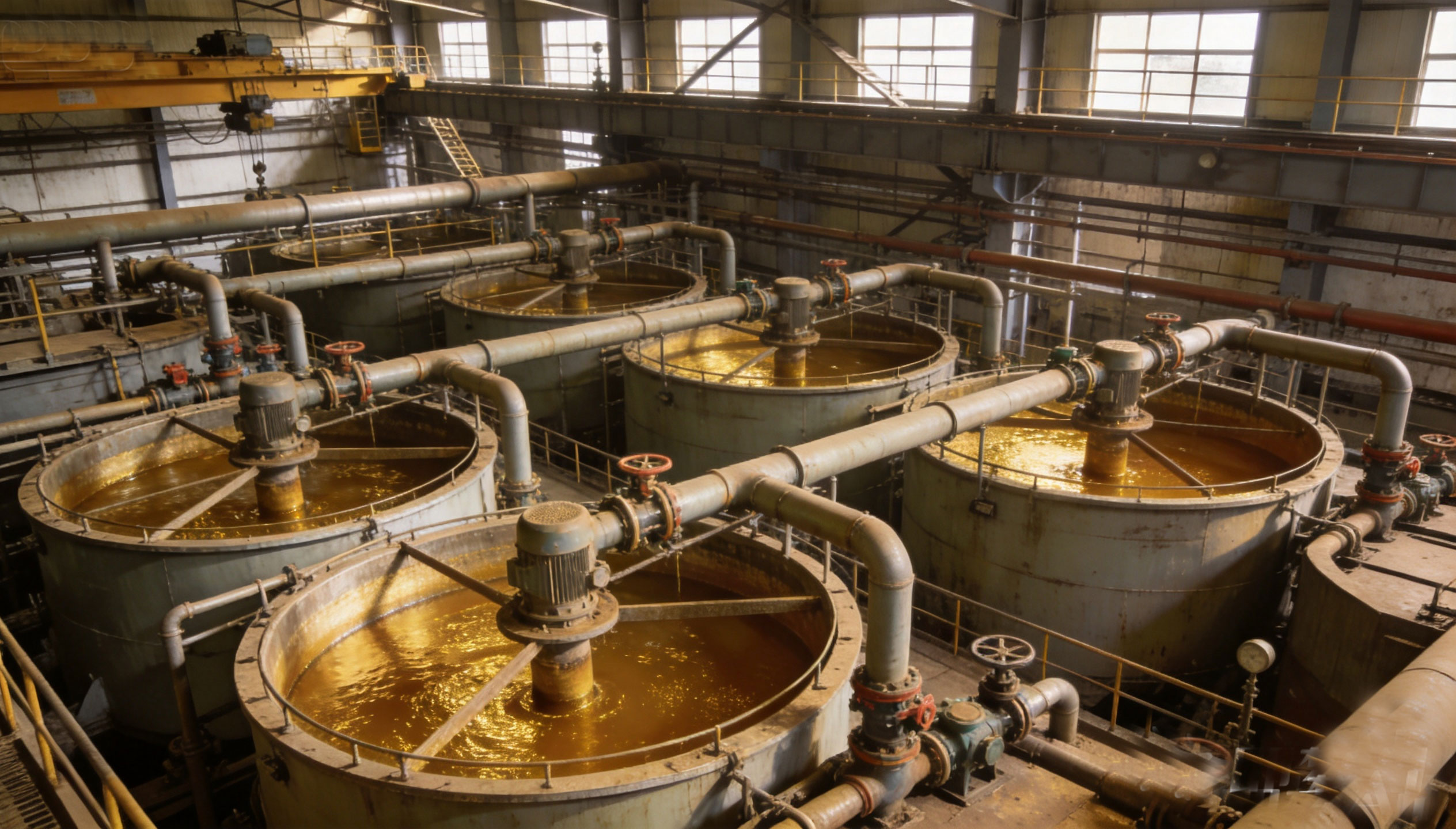 Production line for cyanide leaching section of gold mine