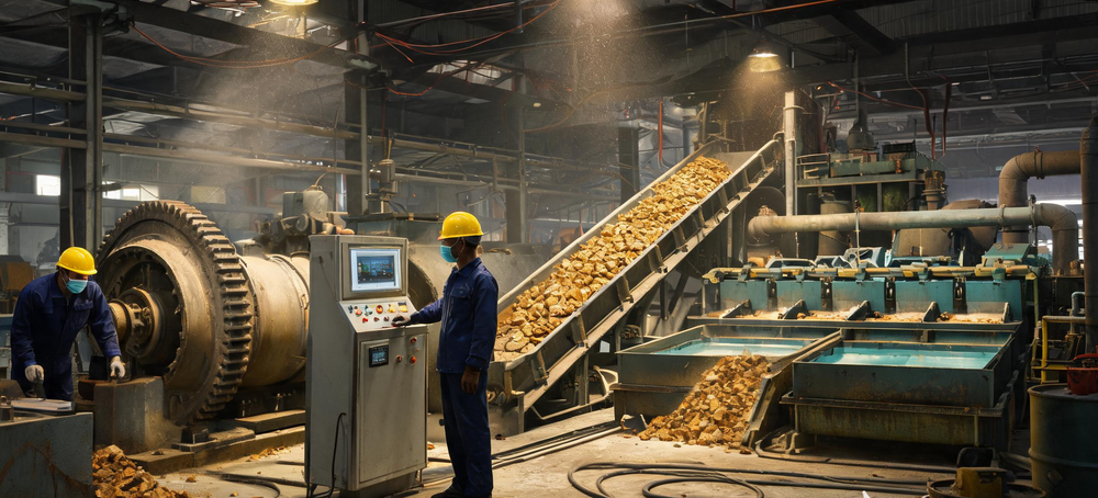 Full Automatic 500TPD Gold Mineral Beneficiation Plant 4 Ball mills and flotation equipment in gold ore beneficiation plants